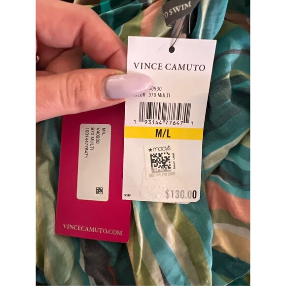Vince Camuto NWT Printed Pareo Tie-Front Swim Skirt Cover-up - Multi Color M/L - Picture 3 of 3
